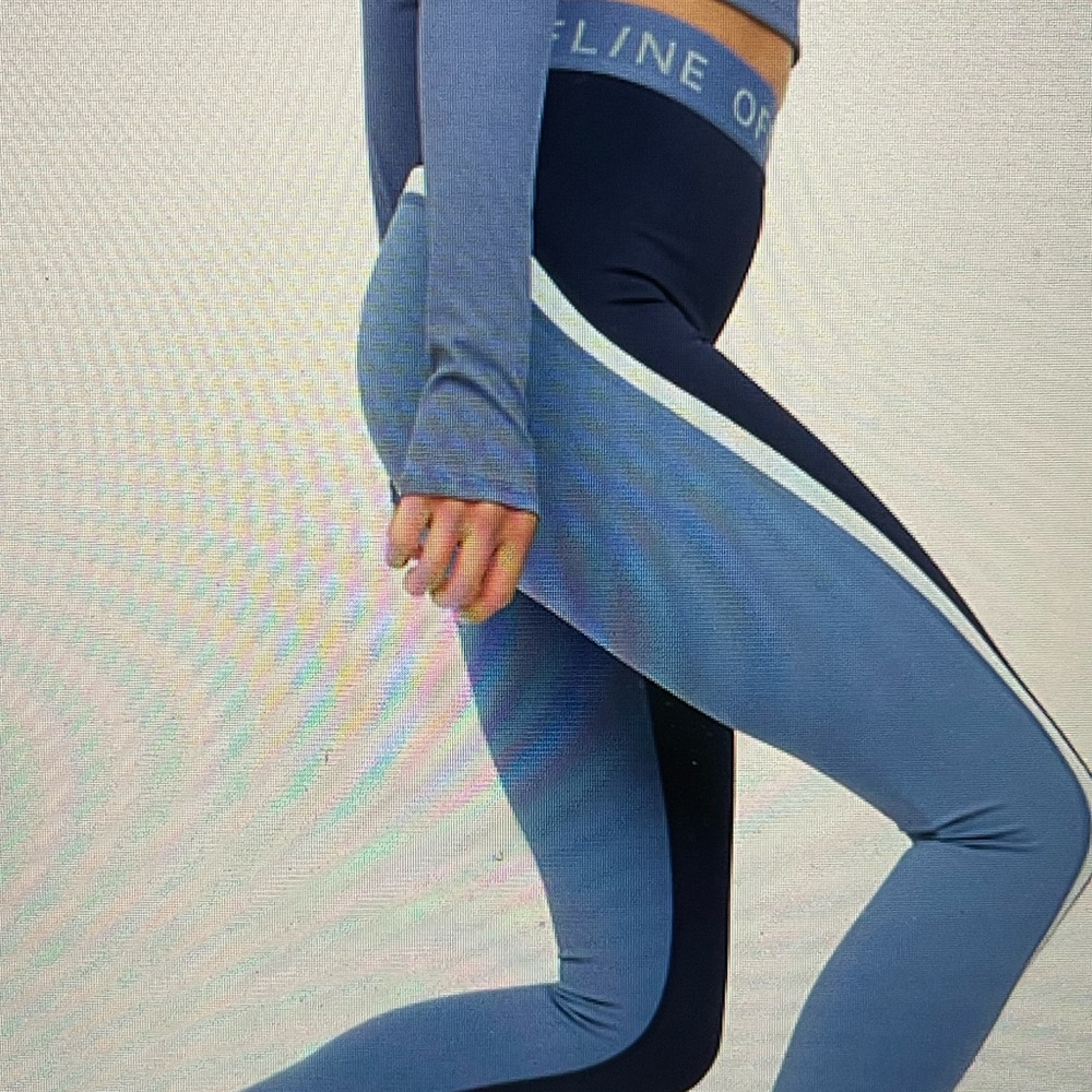 Offline By Aerie Goals Logo Monochromatic Blue Higj Waistband Leggings